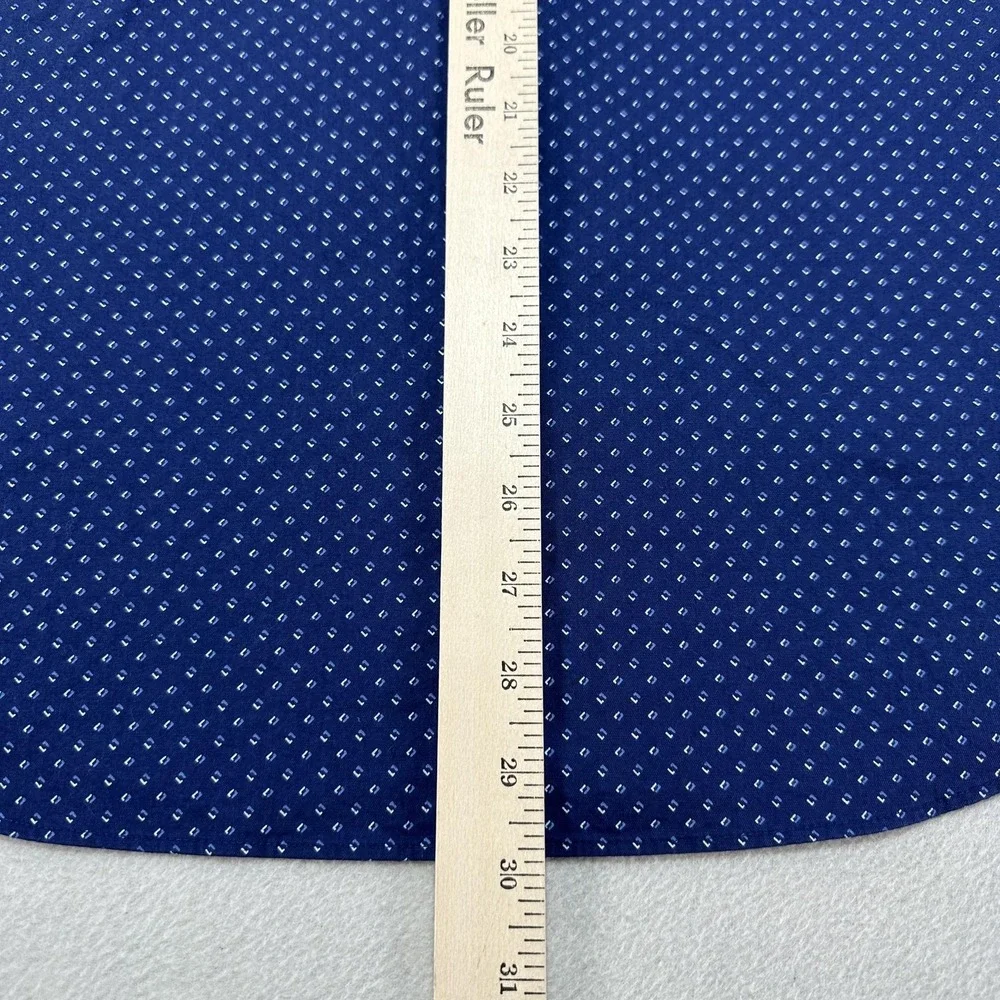 Tommy‎ Hilfiger Shirt Mens Large Blue Slim Fit Stretch Geometric Button Down